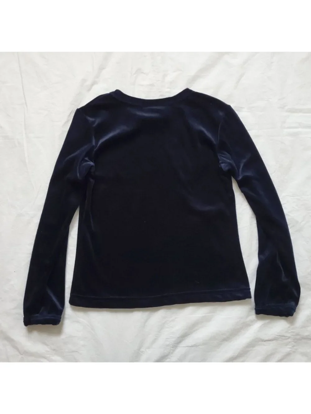 SWAT Brand Kids Girls Glittery Smiley Front Velvet Long Sleeve Blouse Sz Medium - Picture 4 of 9